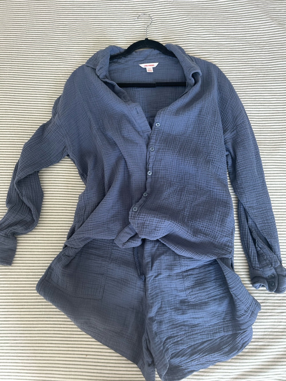 Joe Fresh Blue Gauze Set With Button Up and Shorts